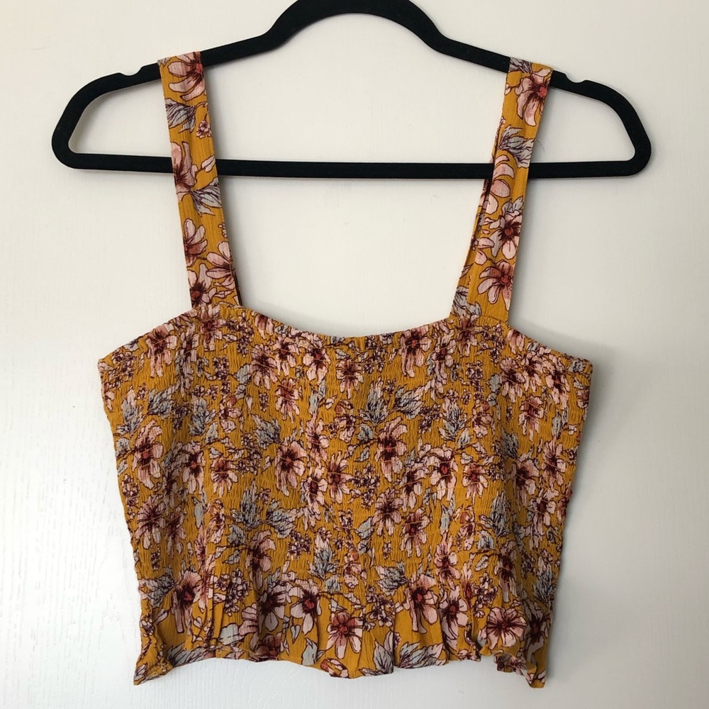 American Eagle Mustard Yellow Crop Tank